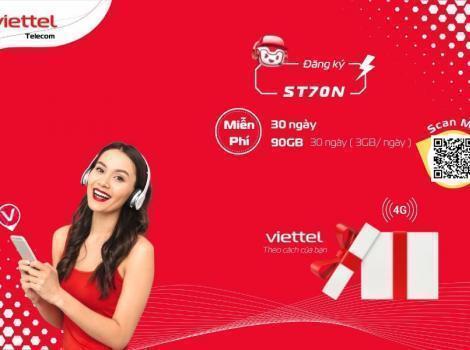 Đăng ký gói 4G Viettel 70K 1 tháng có 90Gb data tốc độ cao
