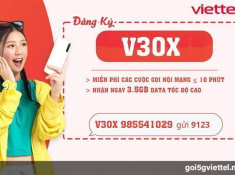 Gói Viettel 30K có 3,5Gb, Free gọi nội mạng dưới 10 phút trong 7 ngày