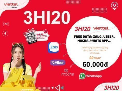 Gói 4G Viettel 20k 1 tháng truy cập Zalo, Viber, Mocha...Miễn phí. 