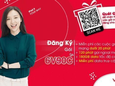 Đăng ký gói 6V90C Viettel 540k có 180Gb, Miễn phí gọi thoại/ 6 tháng