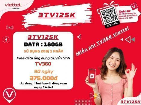 Đăng ký gói 3TV125K Viettel Ưu Đãi 2Gb/ 1 ngày/ 3 tháng.
