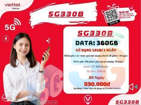 Gói 5G330B Viettel 330K Có 360Gb và Free Gọi Thoại/ 30 Ngày