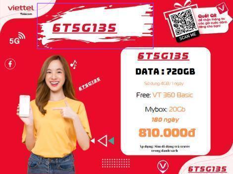 Đăng ký 6T5G135 Viettel Có 4Gb/ ngày, Free TV360 Và Mybox/ 6 tháng