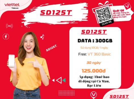 Gói cước 125K ưu đãi 10GB/ 1 ngày data tốc độ cao Viettel 1 tháng.