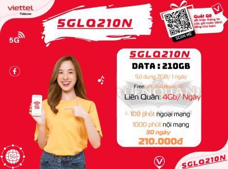 Đăng ký gói 5GLQ210N Viettel 210Gb, Free game Liên Quân/ 1 tháng