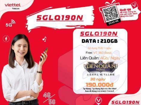 Đăng ký 5GLQ190N Viettel 210Gb, Free Game Liên Quân