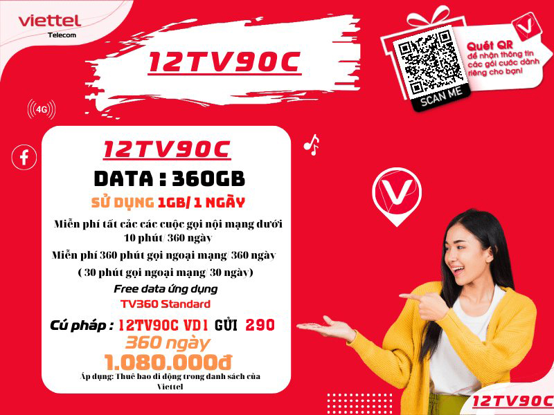Gói 12TV90C Viettel
