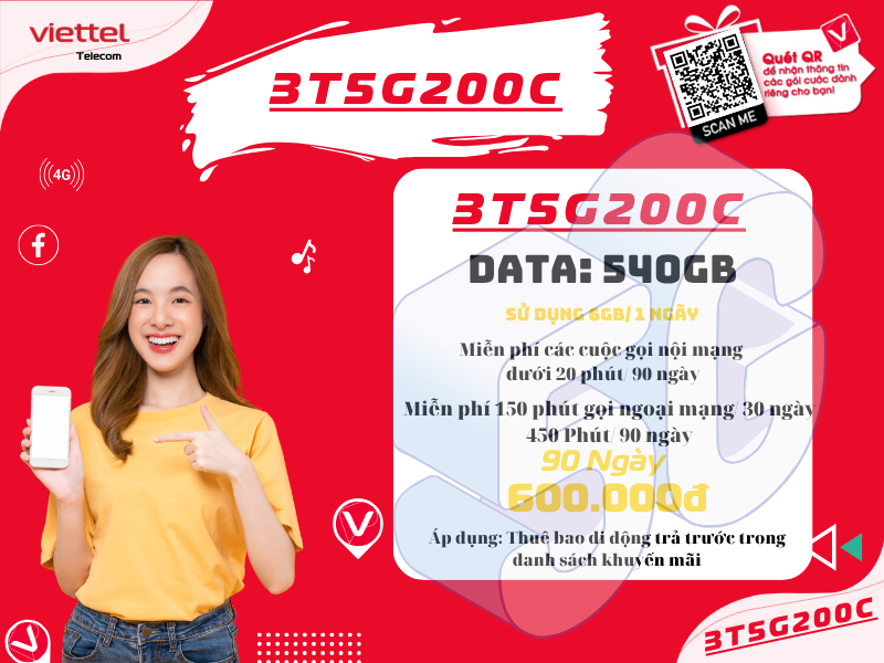 Gói 3T5G200C Viettel