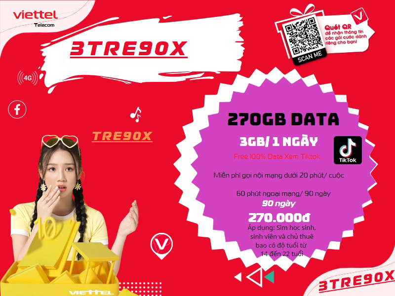 Gói 3TRE90X Viettel