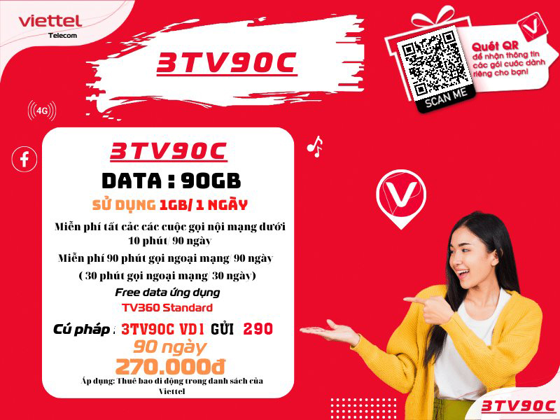 Gói 3TV90C Viettel