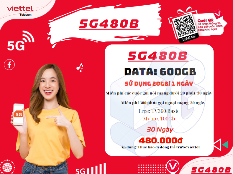 Gói 5G480B Viettel