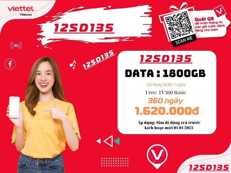 Gói cước 12sd135 của Viettel