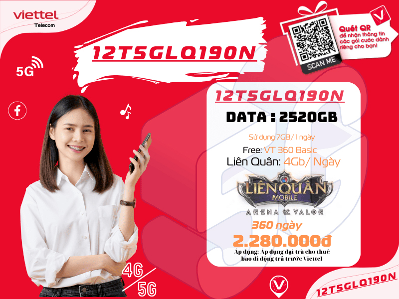 Gói 12T5GLQ190N Viettel
