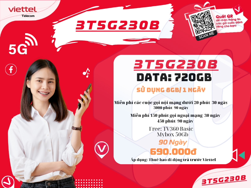 Gói 3T5G230B Viettel
