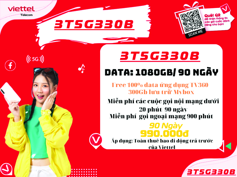 Gói 3T5G330B Viettel