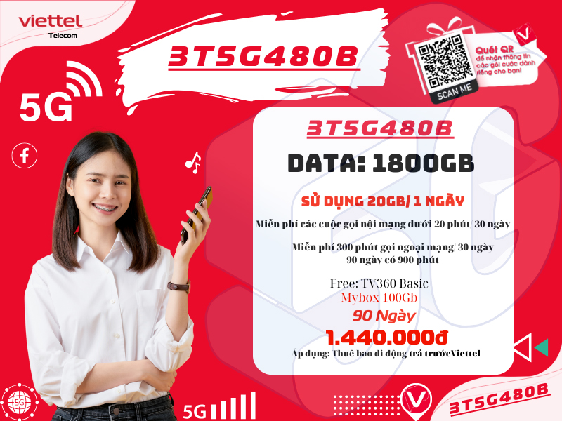 Gói 3T5G480B Viettel