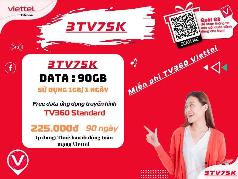 Gói cước 3tv75k của Viettel