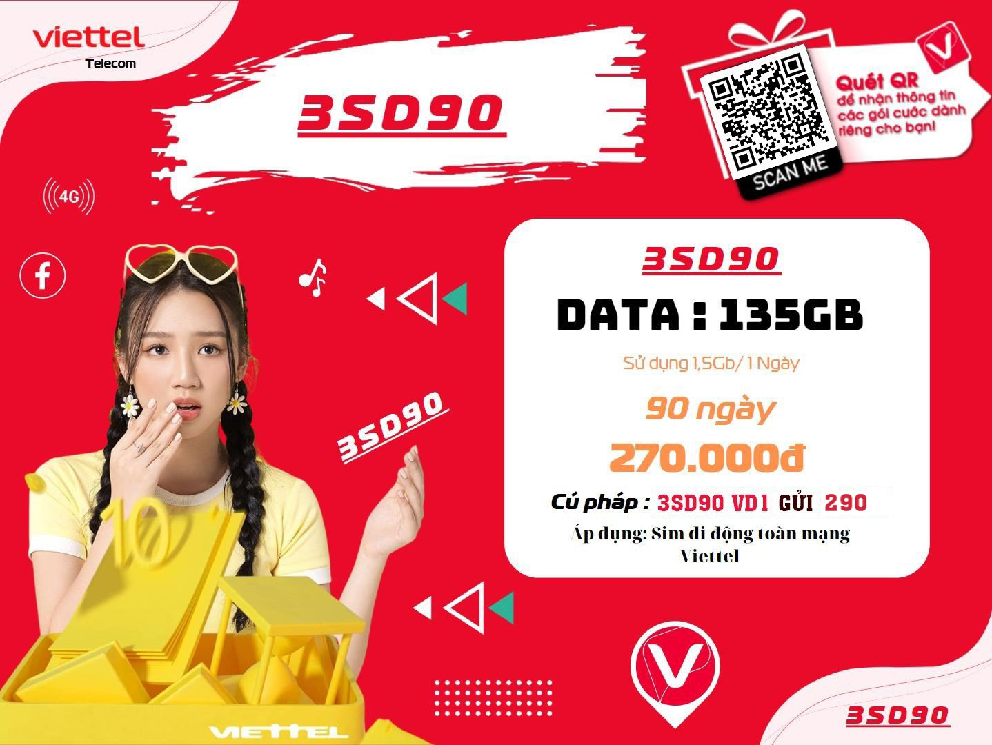 Gói 3SD90 Viettel