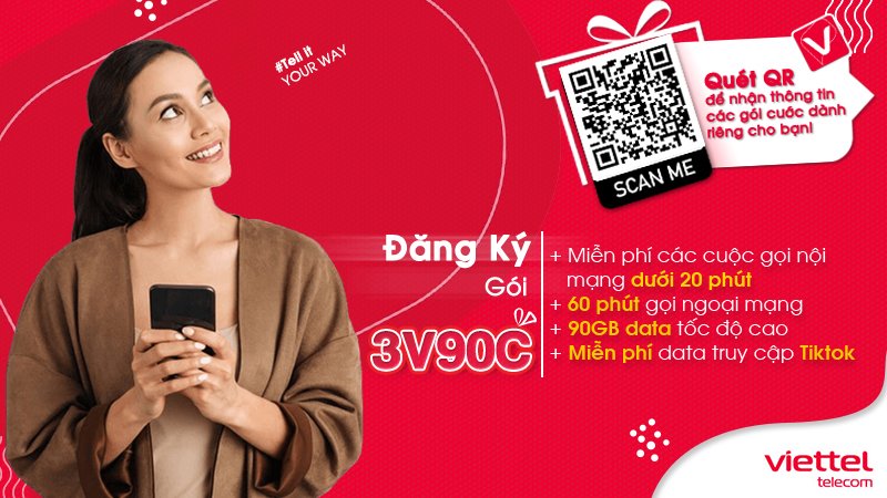 Gói cước 3v90c Viettel