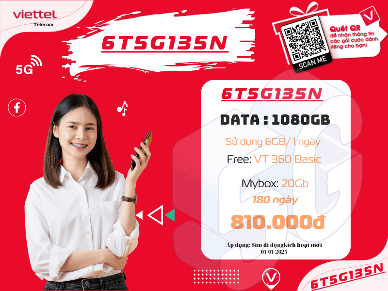 Gói 6T5G135N Viettel