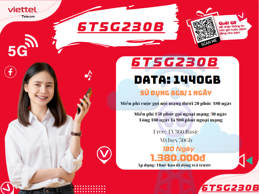 Gói cước 6T5G230B Của Viettel