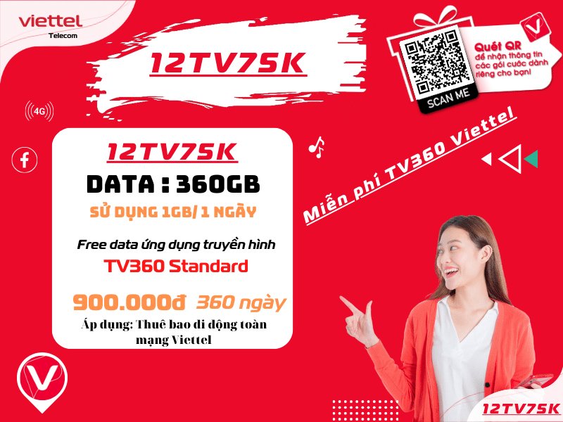 Gói cước 12TV75K của Viettel