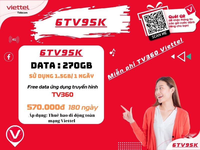 Gói cước 6TV95K Viettel