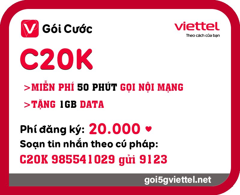 Gói cước C20K của Viettel