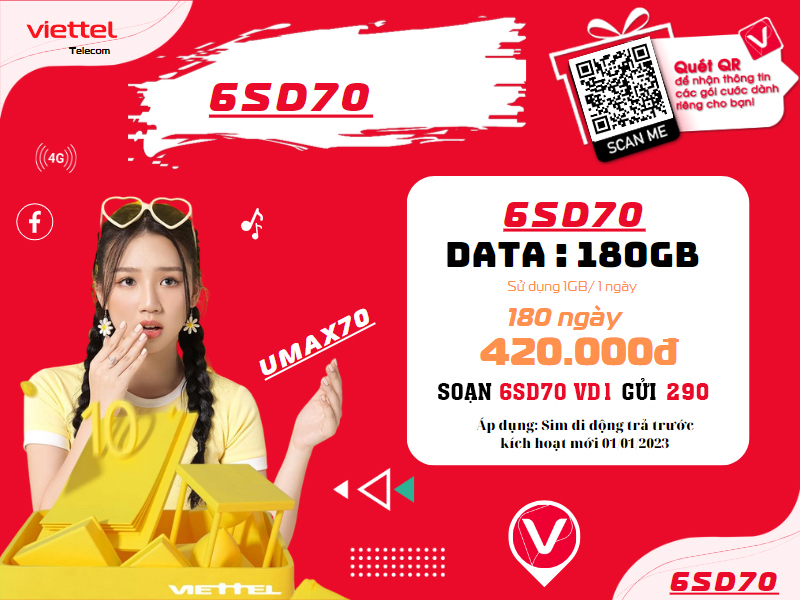 Gói cước 6sd70 Viettel