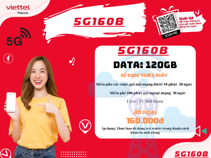 Gói cước 5G160B Viettel