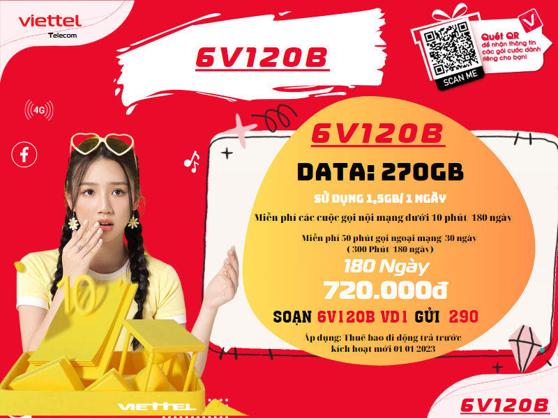 Gói cước 6v120b Viettel