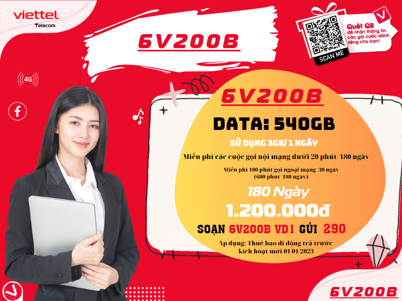 Gói cước 6v200b Viettel