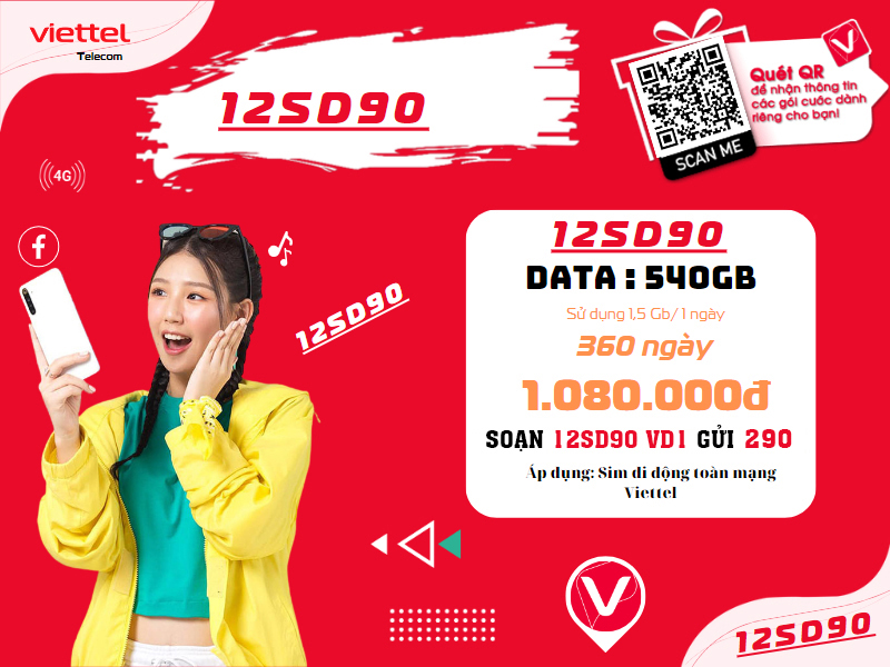 Gói cước 12sd90 Viettel